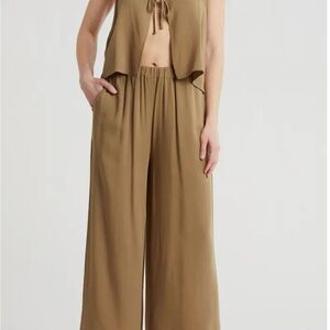 2 piece Olive Wide-Leg Pants and Top